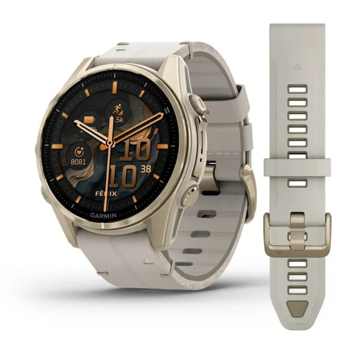 Смарт-часы GARMIN FENIX 8 AMOLED (43 мм) Sapphire золотистий/известняково-серый кожаный ремешок 010-02903-40 Смарт-часы GARMIN FENIX 8 AMOLED (43 мм) Sapphire золотистий/известняково-серый кожаный ремешок 010-02903-40