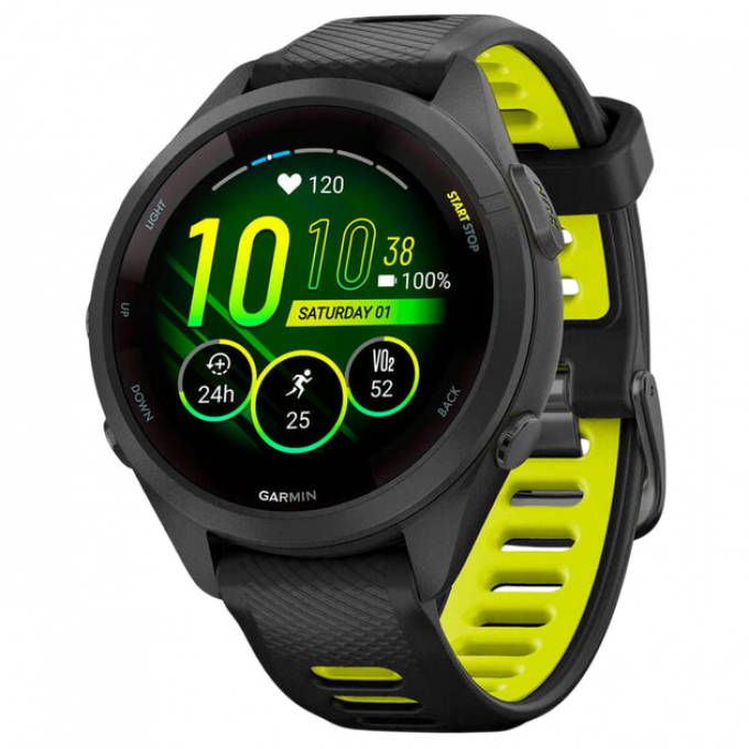Смарт-часы GARMIN FORERUNNER 265S Black Bezel and Case with Black/Amp Yellow Silicone Band 010-02810-53 Смарт-часы GARMIN FORERUNNER 265S Black Bezel and Case with Black/Amp Yellow Silicone Band 010-02810-53